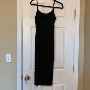 Nasty Gal crinkle-textured sheer black cami dress